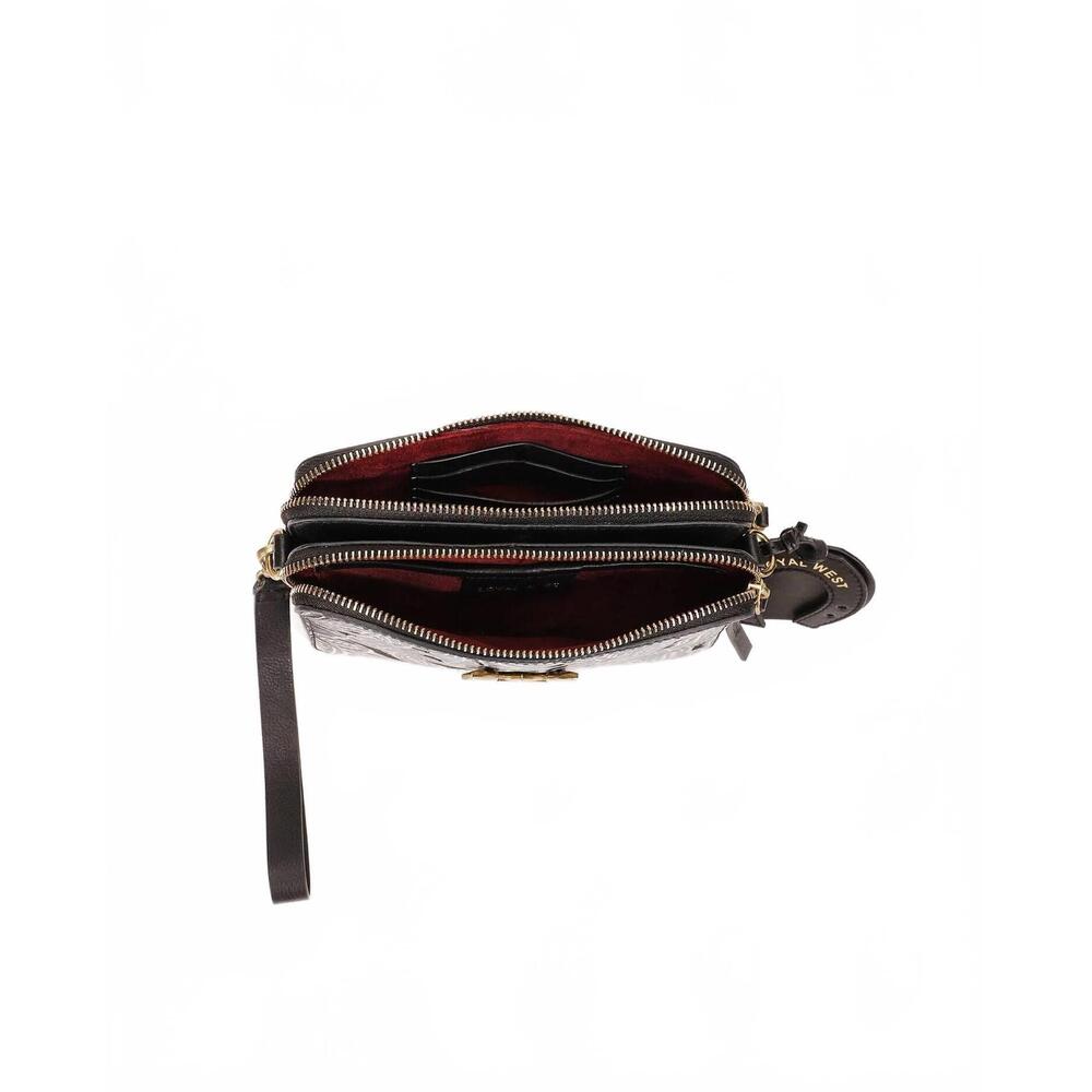 NEW LOYAL WEST shell mini purse in black floral leather - Picture 4 of 7